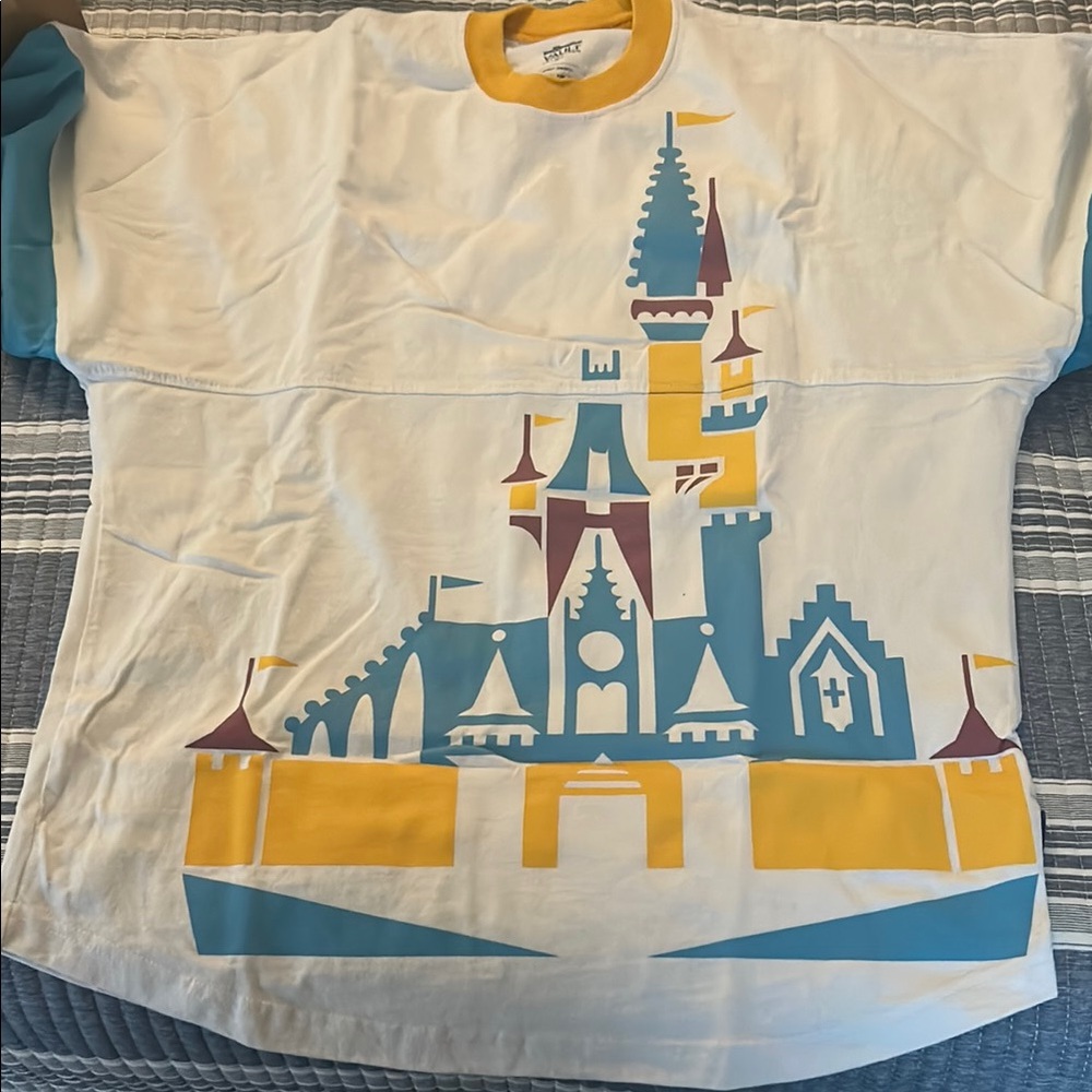 Castle Print Long Sleeve Tee - White, Blue, Yellow